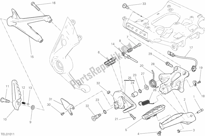 All parts for the Footrests, Right of the Ducati Diavel Xdiavel Thailand 1260 2017